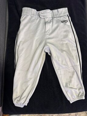 Rawlings White Baseball Joggers with Blue Side Stripe